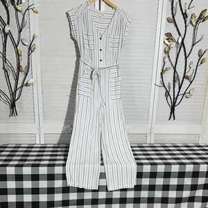 Monteau Black and White Striped Jumpsuit